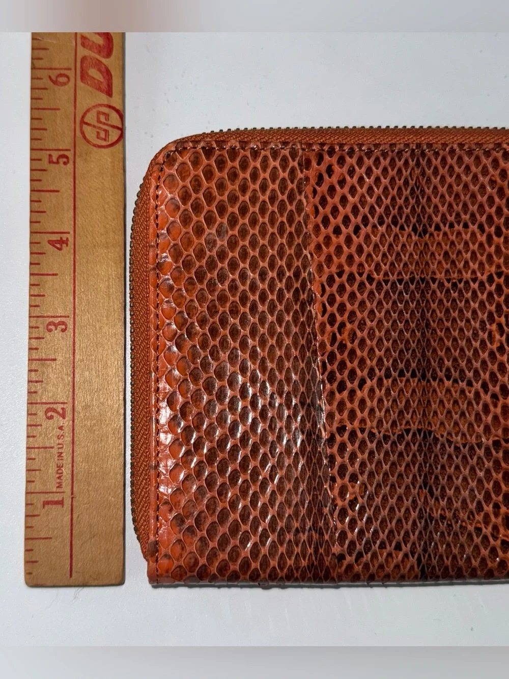 By Beirn Orange Genuine Leather Snakeskin Wristlet Wallet NWOT!
